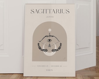 Sagittarius Zodiac Sign Poster, Boho Zodiac Wall Art, Astrology Poster, Sagittarius Gifts, Sagittarius Decor, Zodiac Sign Gifts