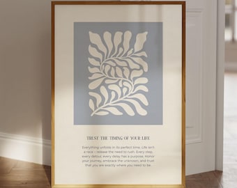 Vertrouw op de timing van je leven Citatenposter, Positieve citatenmuurkunst, Typografie citaatposter, Moderne wandkunstprints, Spreukenposter