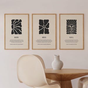 Body Mind Soul Art Prints Set of 3, Printable Wall Art Bedroom, Yoga Room Gallery Printable, Gift for Spiritual Person