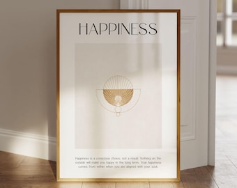 Happiness definition poster, happiness poster, spiritual poster, spiritual art prints, positive energy, definition poster, poster saying