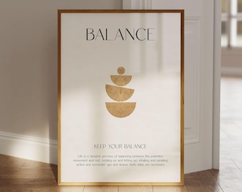 Quotes Poster "Keep Your Balance", Spiritual Wall Art, Positive Energy Poster, Aesthetic Poster, Minimalist Wall Art Prints