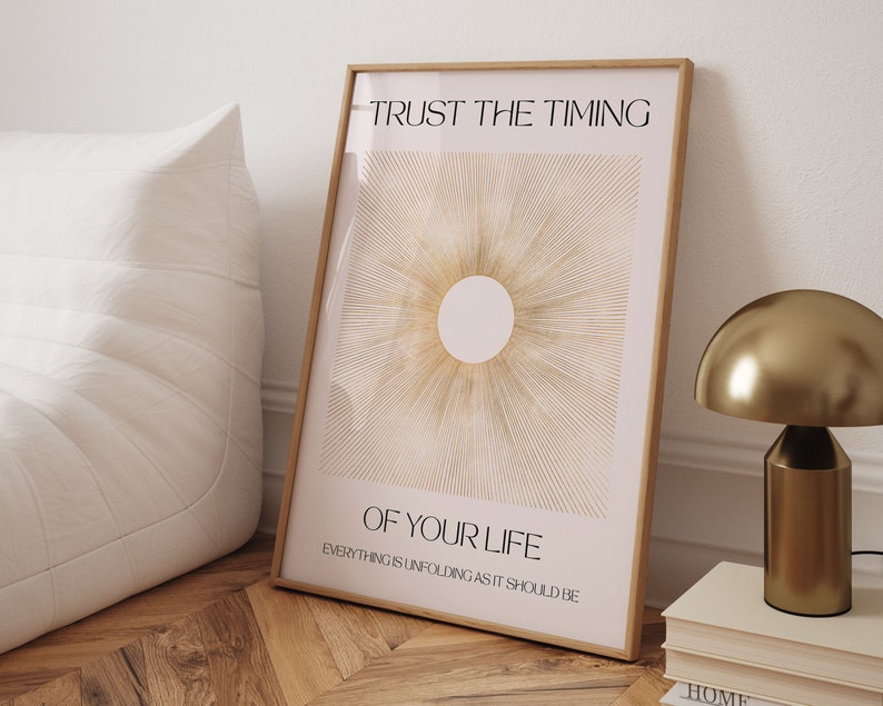 Motivational Poster Quote Print Trust The Timing Of Your Life, Printable Wall Art, Spiritual Home Decor image 1