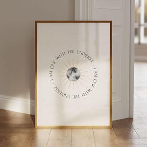 Poster con citazione spirituale "Sono tutt'uno con l'universo", affermazione, poster minimalista, regalo di astrologia