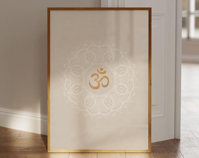 Meditation Om Poster, Yoga Art Print, Buddhist Wall Art, Om Mural, Spiritual Gifts