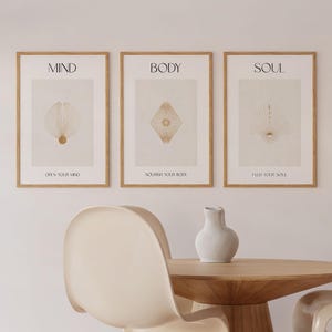 Mind Body Soul Poster 3er Set, Spirituelle Wandbilder, Ästhetische Raumdekoration, Poster Wohnzimmer Schlafzimmer Büro, Meditation Poster