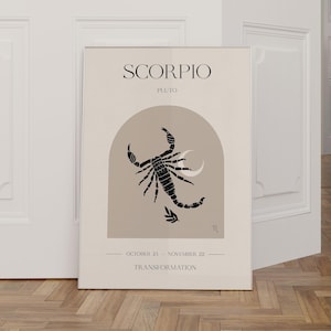 Scorpio Zodiac Sign Poster, Boho Zodiac Wall Art, Astrology Poster, Scorpio Gifts, Scorpio Decor, Zodiac Sign Gifts