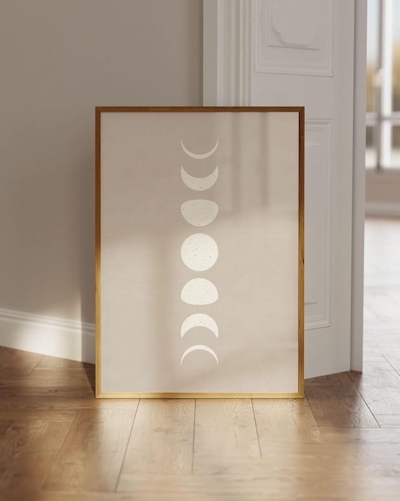 Mondphasen Poster Abstrakte Kunst, Mond Kunstdruck, Spirituelle Wandkunst