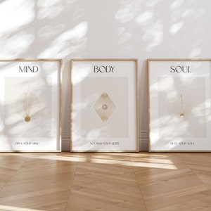 Mind Body Soul Poster Set of 3, Spiritual Wall Pictures, Aesthetic Room Decoration, Poster Living Room Bedroom Office, Meditation Poster image 8