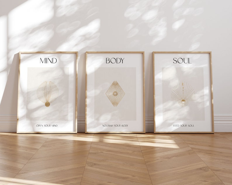 Mind Body Soul Poster Set of 3, Spiritual Wall Pictures, Aesthetic Room Decoration, Poster Living Room Bedroom Office, Meditation Poster image 8