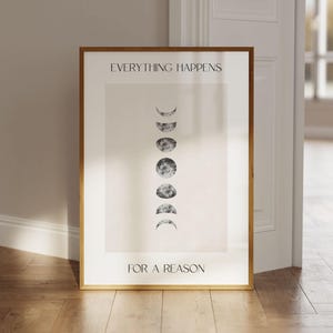 Sprüche Poster "Everything Happens For A Reason", Mindset Poster, Positive Energie, Energiebild, Motivation Poster, Spirituelle Wandkunst