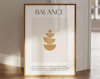 Balansposter, spirituele muurkunst, poster positieve energie, esthetische poster, minimalistische muurkunstafdrukken, definitieposter