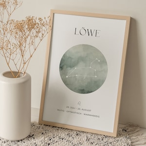 Constellation Zodiac Poster Leo, gift for birth/baptism or birthday