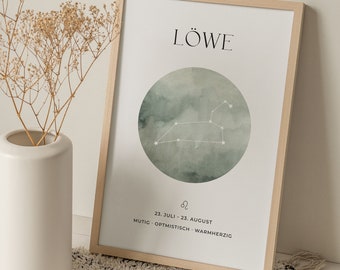 Constellation Zodiac Poster Leo, gift for birth/baptism or birthday