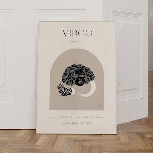 Virgo Zodiac Sign Poster, Boho Zodiac Wall Art, Astrology Poster, Virgo Gifts, Virgo Decor, Zodiac Sign Gifts