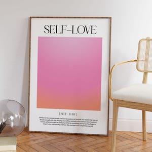 Arte de pared de aura rosa, póster de definición de amor propio, póster de definición, póster de aura positiva, impresión de arte rosa, póster de moda para imprimir