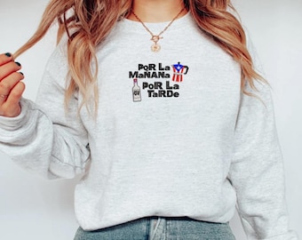 DTMF Cafe Con Ron Embroidered Crewneck | Embroidered Sweatshirt | Custom Embroidery | Adult Crewnecks | Adult Embroidered Gift | Bad Bunny