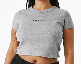 NUEAVAYOL DTMF Embroidered Cropped Tee, Embroidered Baby Tee, Custom Cropped Tee, Women&#39;s Embroidered Tshirt, Bad Bunny Tee, Cute Baby Tee
