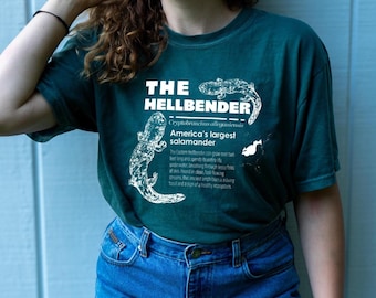 tshirt vintage Hellbender, chemise graphique Hellbender, chemise salamandre, tee-shirt faune des Appalaches, chemise hellbender, chemise cadeau naturaliste