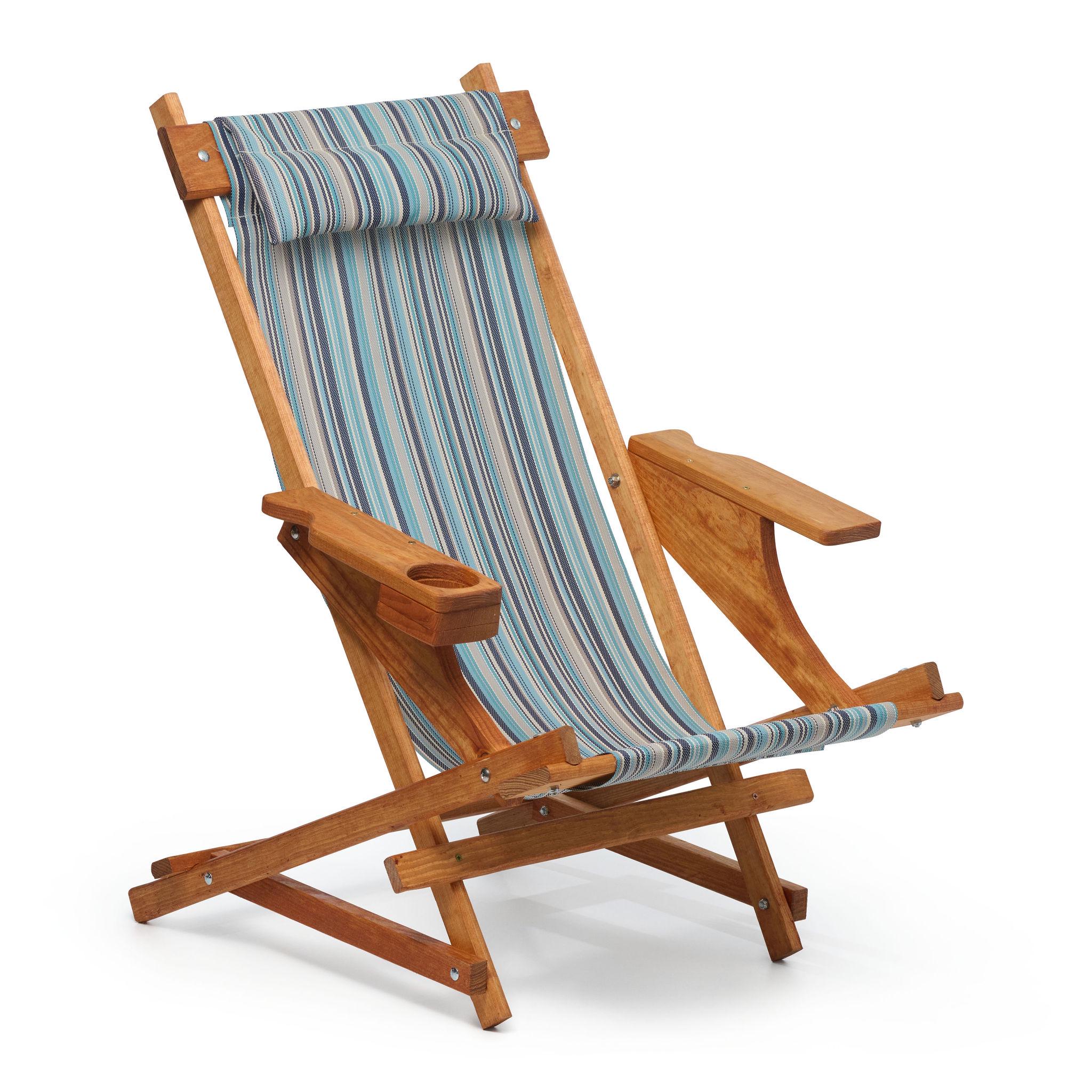 Folding, Rocking and Reclining Wood Sling Chair for Beach, Patio, Portable