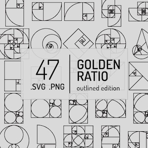 Ensemble de 47 modèles de nombres d'or, formats de fichier SVG et PNG