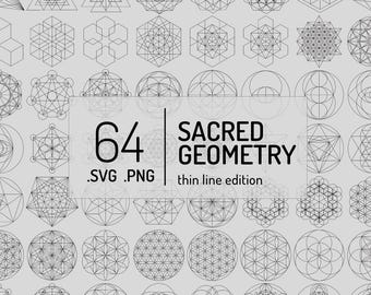 64 Sacred Geometry SVG PNG Bundle: Laser Cut Files (Digital Download)