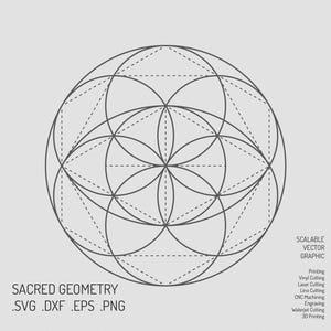 Sacred Geometry, SVG, Flower of Life, Vesica Piscis, Laser Cut file, Energy Grid, Angel Grid, Crystal Grid