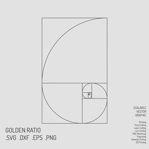 Golden Ratio SVG, Vector, Decal, Spiral, Phi, Print, Cut File, Digital file, Fibonacci Sequence, Science, Nature, Mathematics, Art