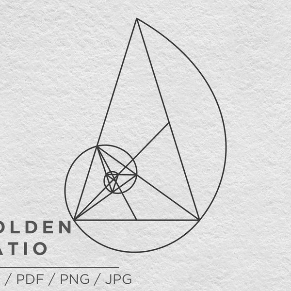 Golden Ratio Triangle, SVG, Vector, Decal, Spiral, Phi, Print, Cut File, Digital file, Fibonacci Sequence, Science, Nature, Mathematics, Art