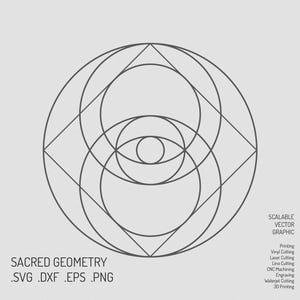 Sacred Geometry SVG, Vesica Piscis Eye, Cube, Cut File, digital file, New Age, Fibonacci, Science, Angel Grid, Crystal Grid, Energy Grid
