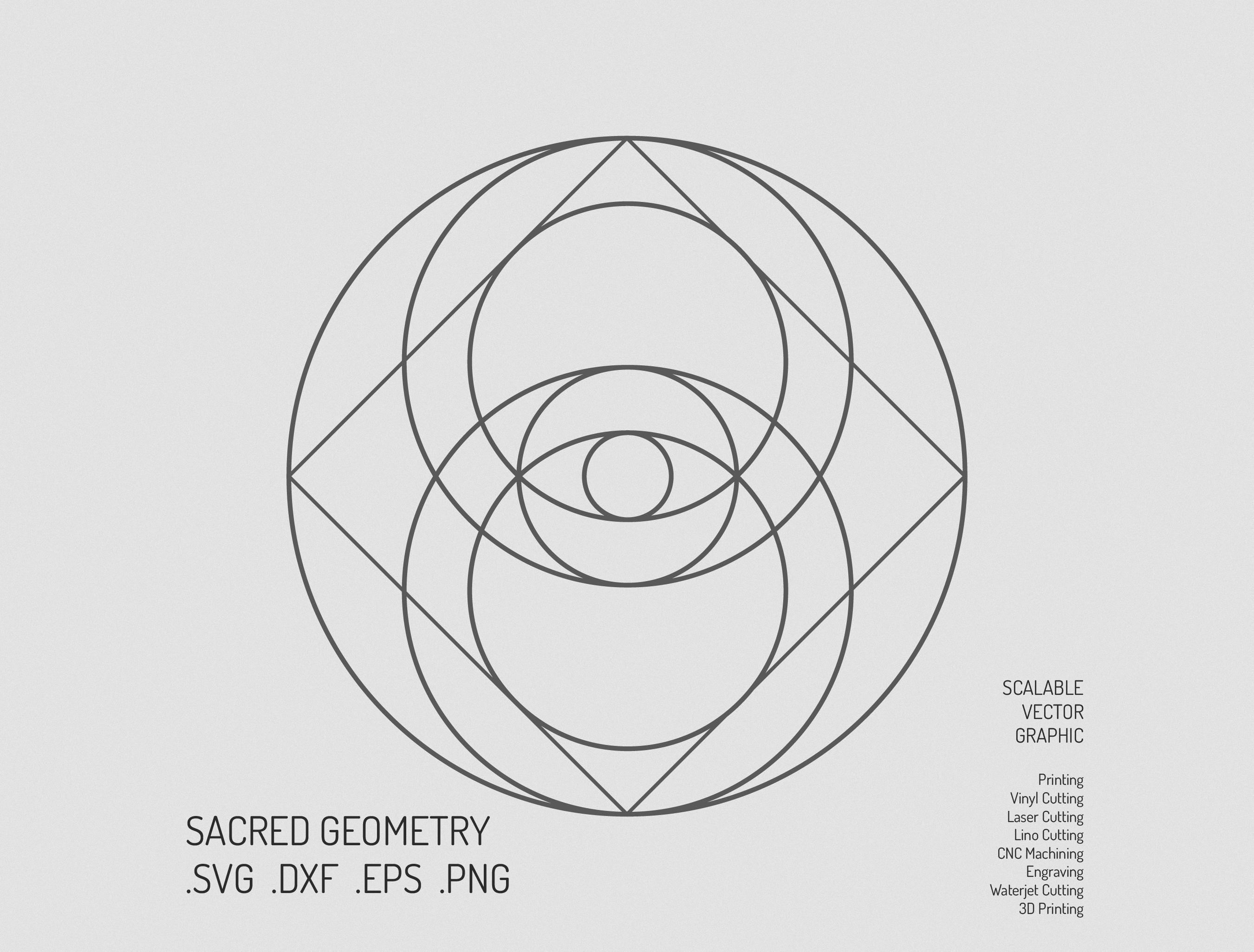 Sacred Geometry SVG, Vesica Piscis Eye, Cube, Cut File, digital file, New Age, Fibonacci, Science, Angel Grid, Crystal Grid, Energy Grid