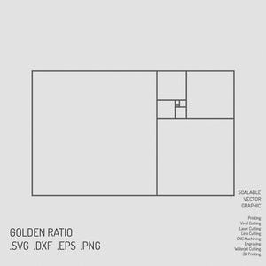 Gulden snede SVG, vector, sticker, spiraal, phi, print, gesneden bestand, digitaal bestand, Fibonacci-reeks, wetenschap, natuur, wiskunde, kunst