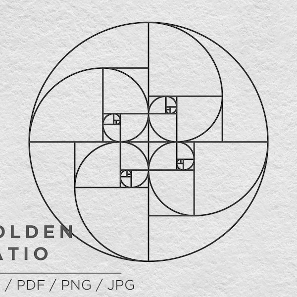 Golden Ratio SVG, Vector, Decal, Spiral, Phi, Print, Cut File, Digital file, Fibonacci Sequence, Science, Nature, Mathematics, Art