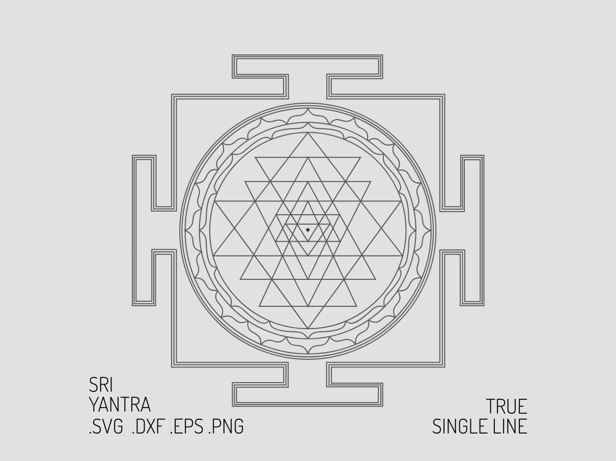 Sri Yantra SVG | Single-line Centerline Vector | CNC Engraving, Laser ...
