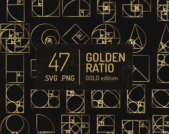 47 GOLD Golden Ratio Template Bundle, SVG & PNG file formats