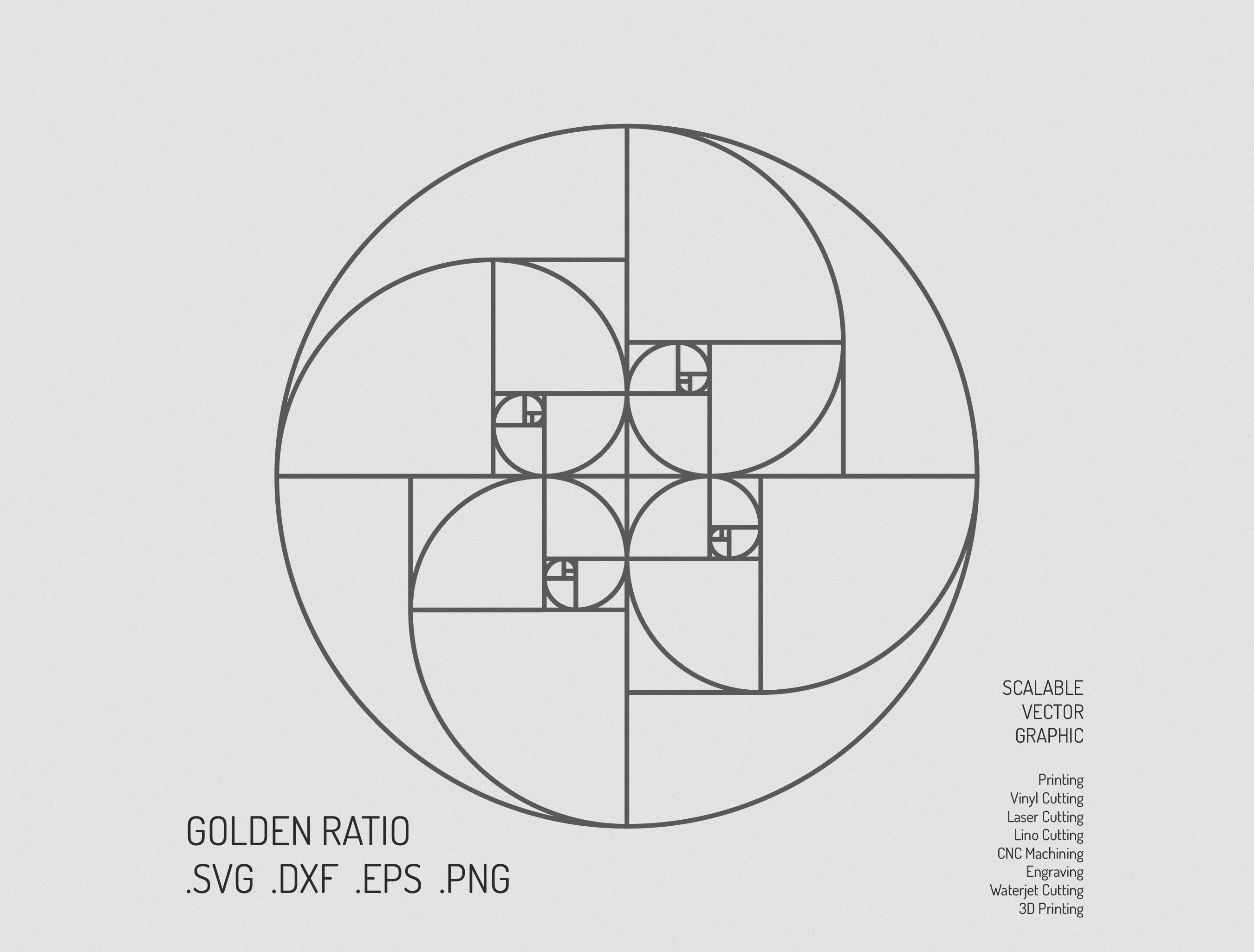 Golden Ratio SVG: Fibonacci Sequence Spiral Vector (Digital File)