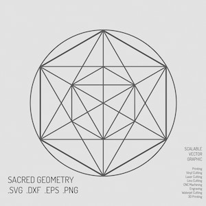 Sacred Geometry SVG: Flower of Life, Metatron&#39;s Cube (Digital Files)