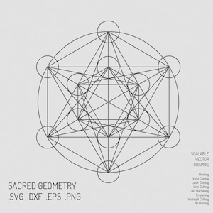 Geometría Sagrada SVG, DXF, archivo de corte, archivo digital, Nueva Era, Cubo de Metatrones, Fibonacci, Rejilla de Ángeles, Rejilla de Cristal, para corte láser, impresión EPS