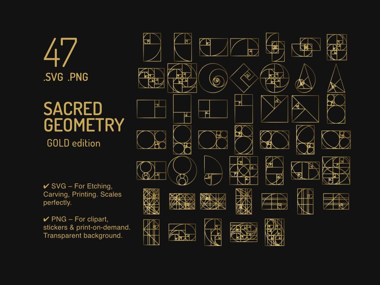 47 GOLD Golden Ratio Template Bundle, SVG & PNG File Formats - Etsy