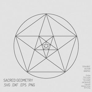 Sacred Geometry SVG, Pentagram, Five Pointed Star, Five Senses, Digital file, Magick, Science, Angel Grid, Crystal Grid, Energy Grid