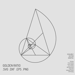 Gulden snede, SVG, Vector, sticker, spiraal, Phi, afdrukken, gesneden bestand, digitaal bestand, Fibonacci-reeks, wetenschap, natuur, wiskunde, kunst