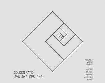 Golden Ratio SVG, Vector, Decal, Spiral, Phi, Print, Cut File, Digital file, Fibonacci Sequence, Science, Nature, Mathematics, Art