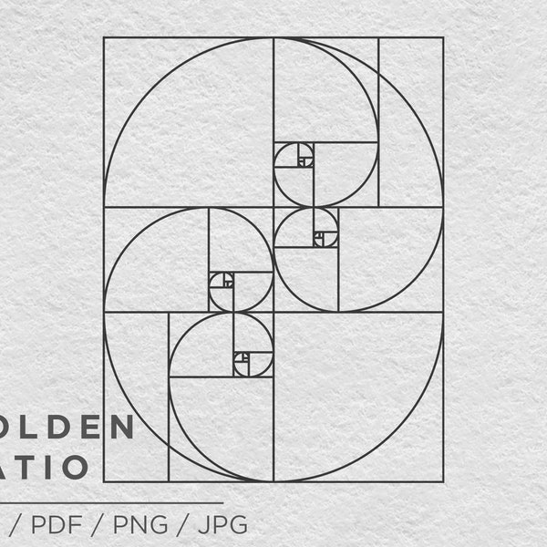 Golden Ratio SVG, Vector, Decal, Spiral, Phi, Print, Cut File, Digital file, Fibonacci Sequence, Science, Nature, Mathematics, Art