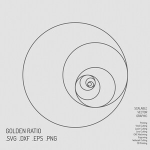 Gulden snede SVG, vector, sticker, spiraal, phi, print, gesneden bestand, digitaal bestand, Fibonacci-reeks, wetenschap, natuur, wiskunde, kunst