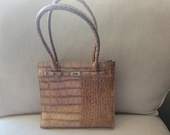 Preston and York Croc Cowhide Beige Leather