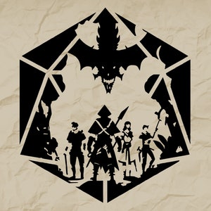 D20 Dice Quest, Preto e Branco, DnD Dice SVG, D20 svg, D20 camisa, D&D svg, Dungeons and Dragons svg, DnD camisa, Cricut svg