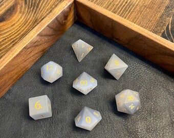 Dark Frosted Cat Eye Stone Dice Set w/Free Resin Dice Set!