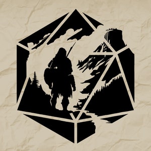 D20 Dice Quest, zwart-wit, DnD Dice-svg, D20-svg, D20-shirt, D&D-svg, Dungeons and Dragons-svg, DnD-shirt, Cricut-svg