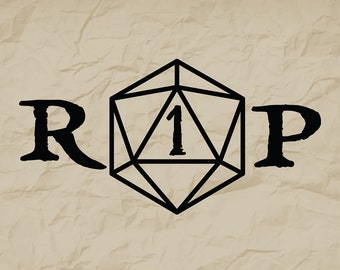 RIP DnD D20 Dice SVG, D20 svg, D20 shirt,RIP svg, D&D svg, Dungeons and Dragons svg, DnD Shirt, Dungeons and Dragons shirt, Cricut svg