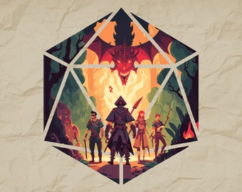 D20 Dice Quest SVG, DnD Dragon Adventure (pobieranie cyfrowe)