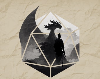 SVG de búsqueda de dados D20, arte de dragón de DnD (descarga digital)